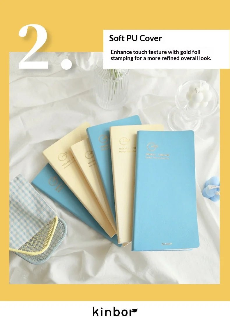 Kinbor Weekly Planner Notebook UnDated Agenda Schedule Daily Monthly Journal Book Portable Record Diary Plan Notepad Stationery