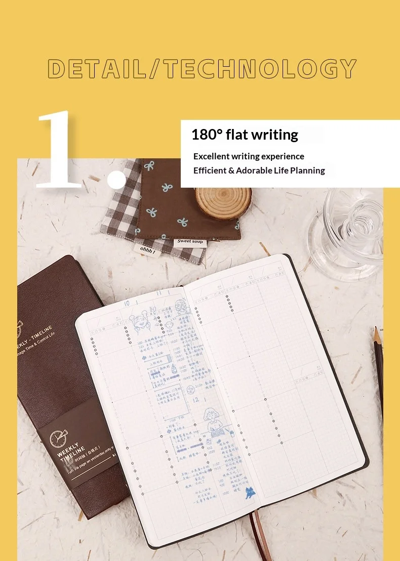 Kinbor Weekly Planner Notebook UnDated Agenda Schedule Daily Monthly Journal Book Portable Record Diary Plan Notepad Stationery