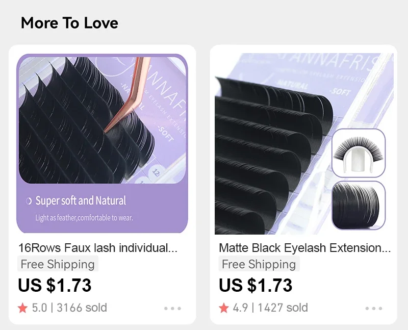 ANNAFRIS 16rows 8~15mm Mixed L-Shaped Eyelashes Extension Natural Soft Mink Matt Black L/L+/LC/LD/LU(M) Curl Individual Lashes