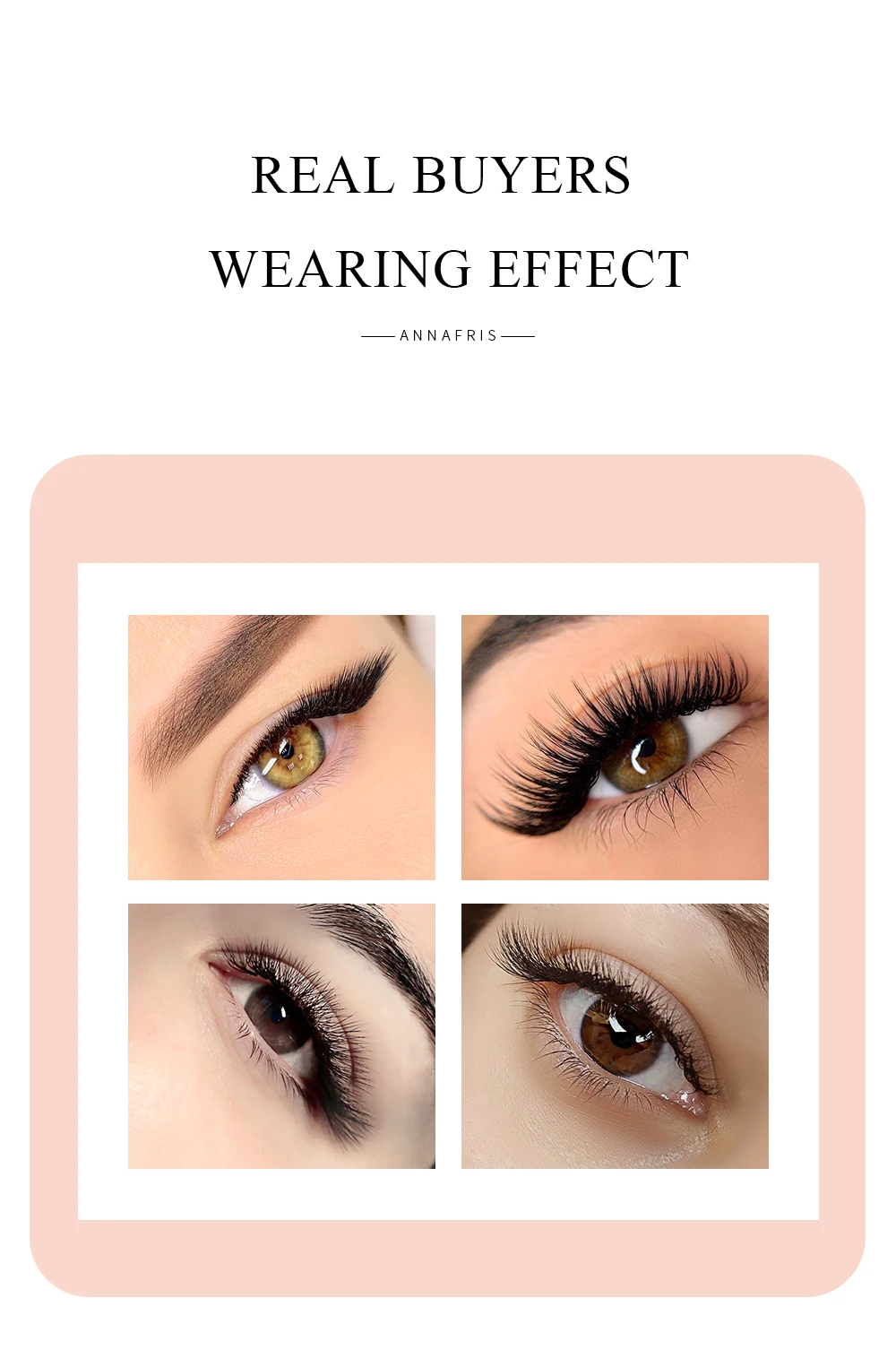 ANNAFRIS 16rows 8~15mm Mixed L-Shaped Eyelashes Extension Natural Soft Mink Matt Black L/L+/LC/LD/LU(M) Curl Individual Lashes