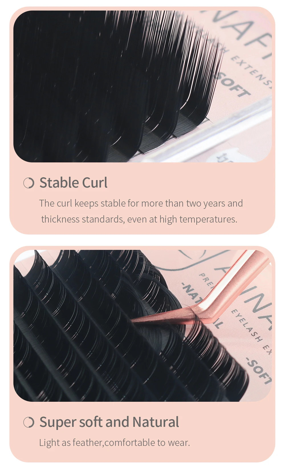 ANNAFRIS 16rows 8~15mm Mixed L-Shaped Eyelashes Extension Natural Soft Mink Matt Black L/L+/LC/LD/LU(M) Curl Individual Lashes