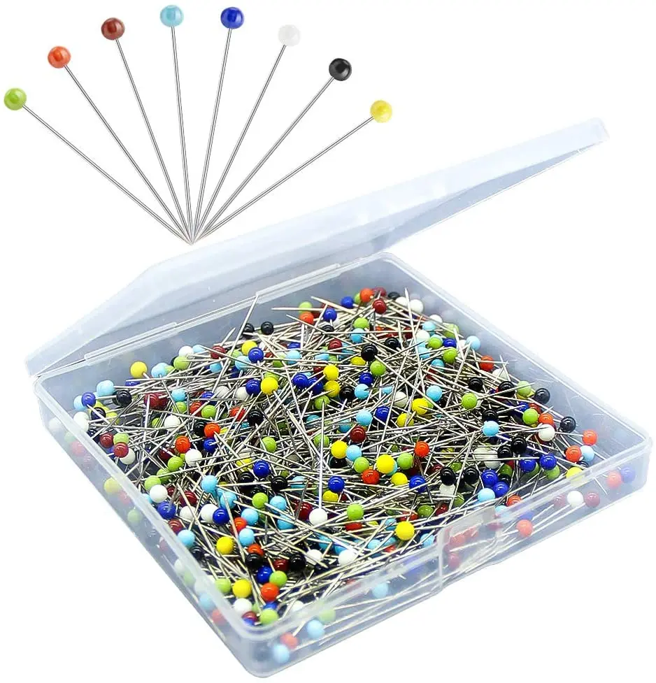 100Pcs/Box 38mm Sewing Pins Glass Ball Multicolor Head Pins Straight Quilting Heads Pins DIY Crafts Sewing Fabric