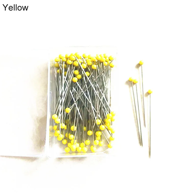 100Pcs/Box 38mm Sewing Pins Glass Ball Multicolor Head Pins Straight Quilting Heads Pins DIY Crafts Sewing Fabric