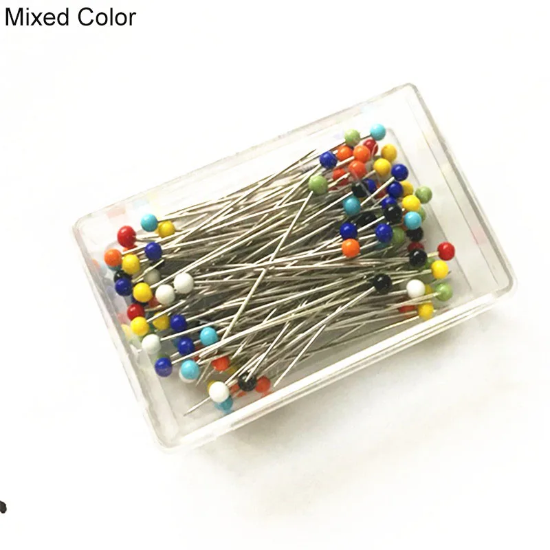 100Pcs/Box 38mm Sewing Pins Glass Ball Multicolor Head Pins Straight Quilting Heads Pins DIY Crafts Sewing Fabric