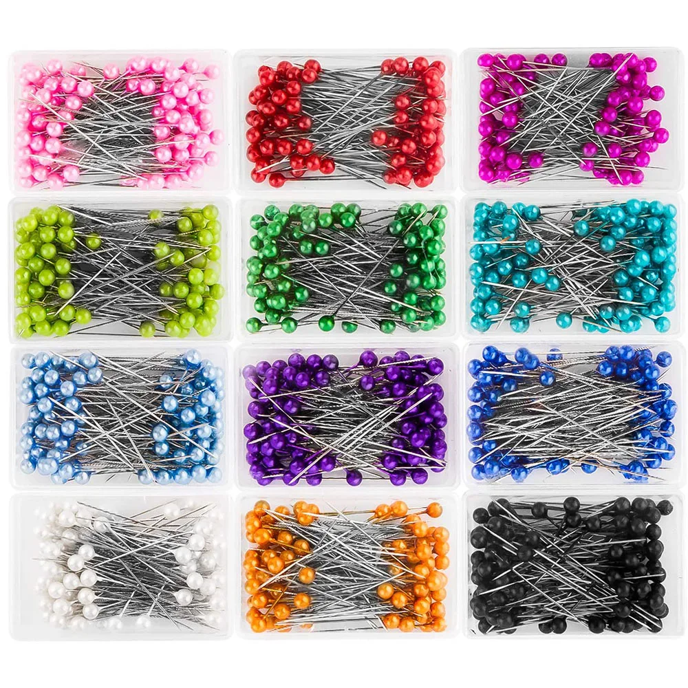 100Pcs/Box 38mm Sewing Pins Glass Ball Multicolor Head Pins Straight Quilting Heads Pins DIY Crafts Sewing Fabric