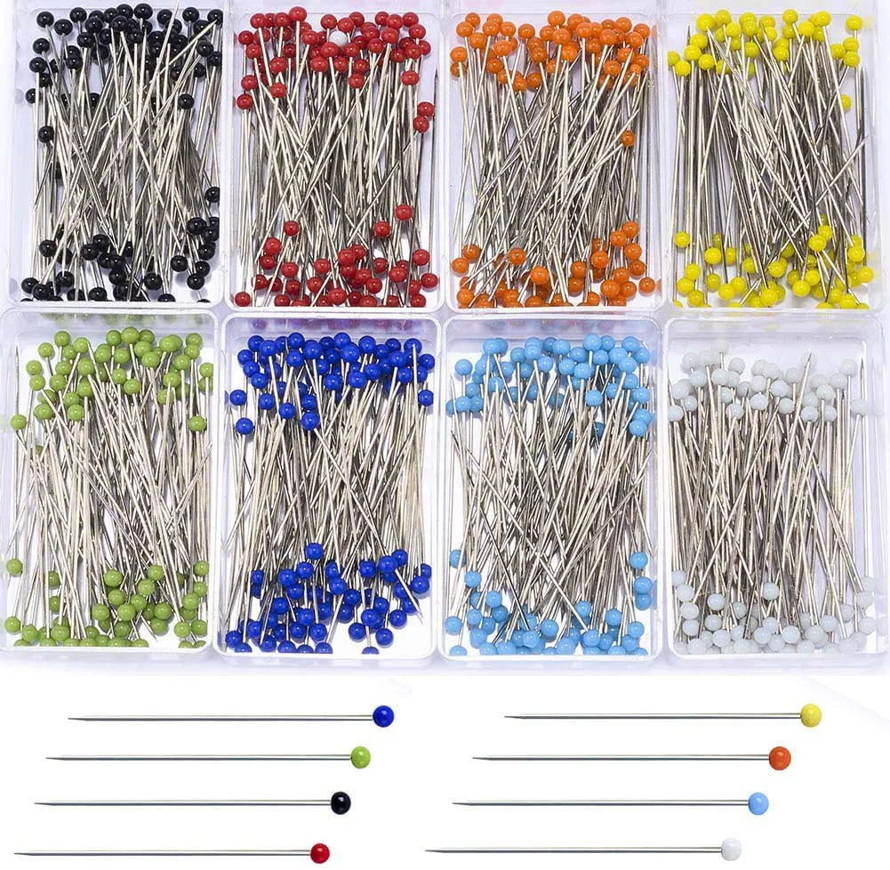 100Pcs/Box 38mm Sewing Pins Glass Ball Multicolor Head Pins Straight Quilting Heads Pins DIY Crafts Sewing Fabric