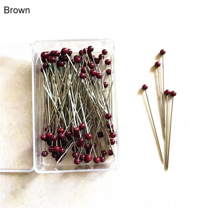 100Pcs/Box 38mm Sewing Pins Glass Ball Multicolor Head Pins Straight Quilting Heads Pins DIY Crafts Sewing Fabric