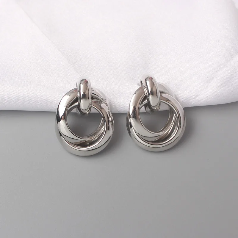 Fashion Metal Women Drop Earrings Hollow Geometric Dangle Earrings for Girls Punk Round Earrings Fashion Brincos Gift