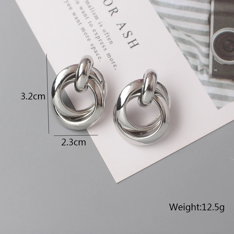 Fashion Metal Women Drop Earrings Hollow Geometric Dangle Earrings for Girls Punk Round Earrings Fashion Brincos Gift