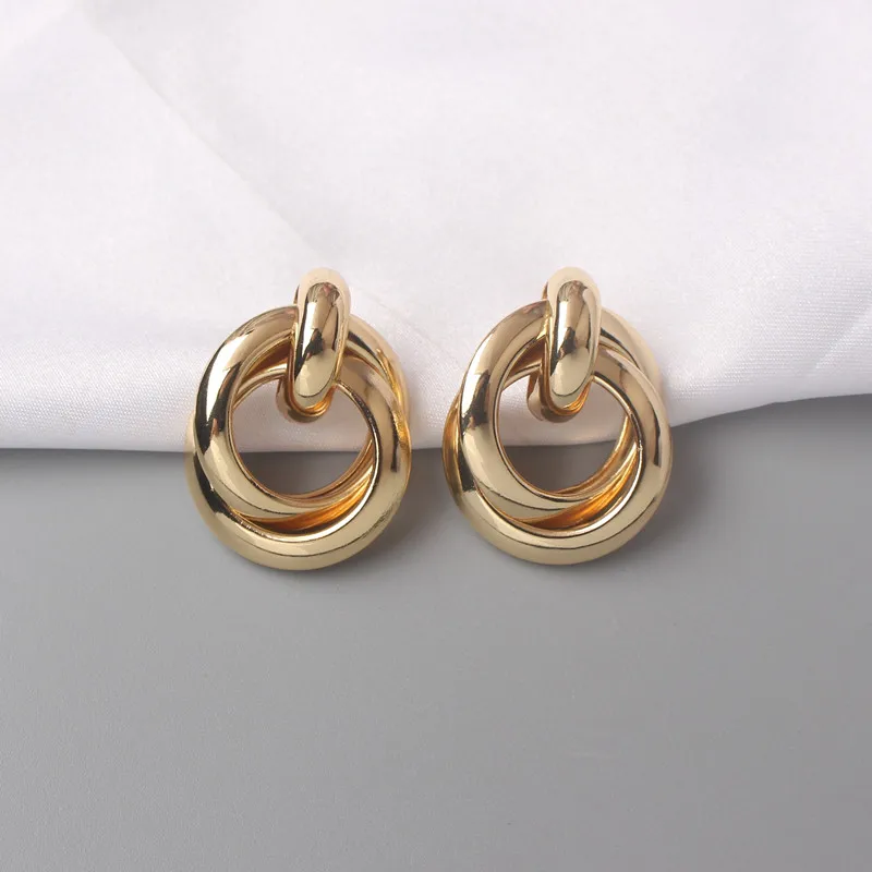 Fashion Metal Women Drop Earrings Hollow Geometric Dangle Earrings for Girls Punk Round Earrings Fashion Brincos Gift