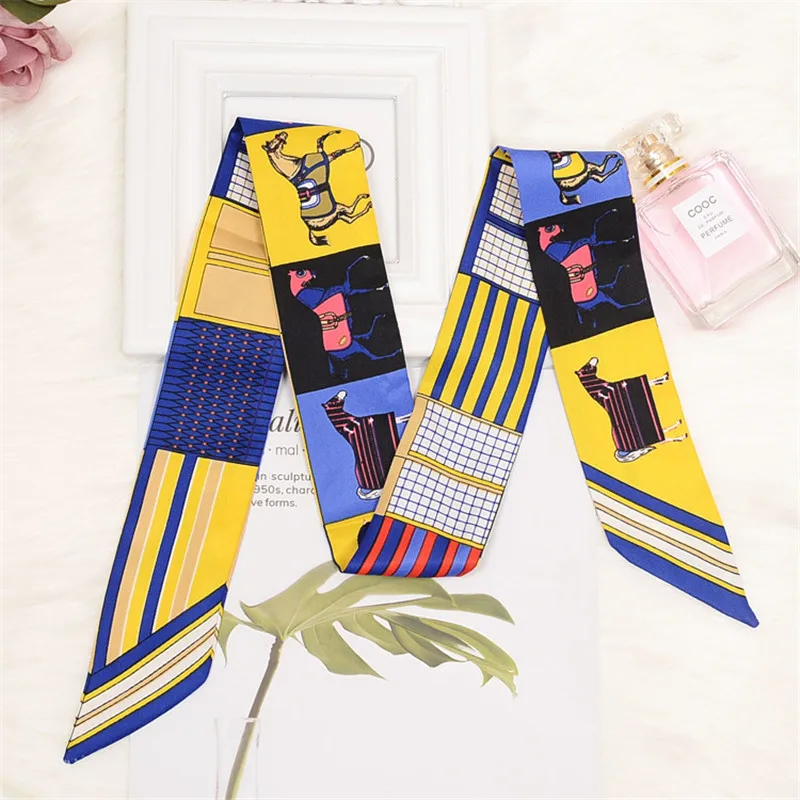 Horse Printing Bag Scarf New Small Skinny Silk Scarf Women Luxury Brand Foulard Women Tie Fashion Head Scarves For Ladies