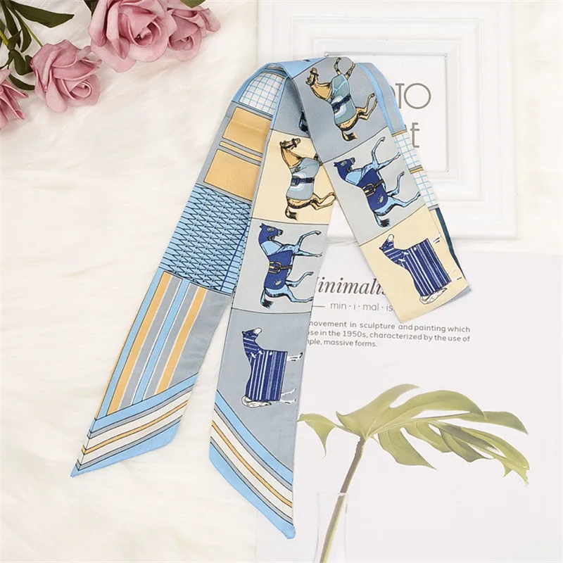 Horse Printing Bag Scarf New Small Skinny Silk Scarf Women Luxury Brand Foulard Women Tie Fashion Head Scarves For Ladies