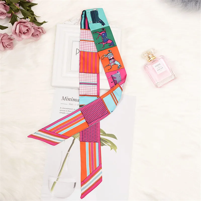 Horse Printing Bag Scarf New Small Skinny Silk Scarf Women Luxury Brand Foulard Women Tie Fashion Head Scarves For Ladies