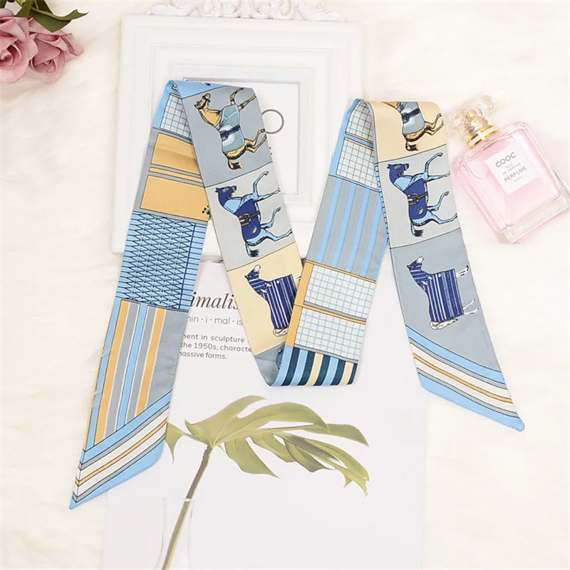 Horse Printing Bag Scarf New Small Skinny Silk Scarf Women Luxury Brand Foulard Women Tie Fashion Head Scarves For Ladies