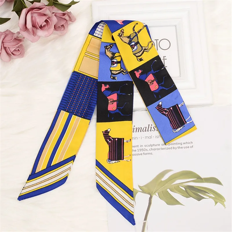 Horse Printing Bag Scarf New Small Skinny Silk Scarf Women Luxury Brand Foulard Women Tie Fashion Head Scarves For Ladies