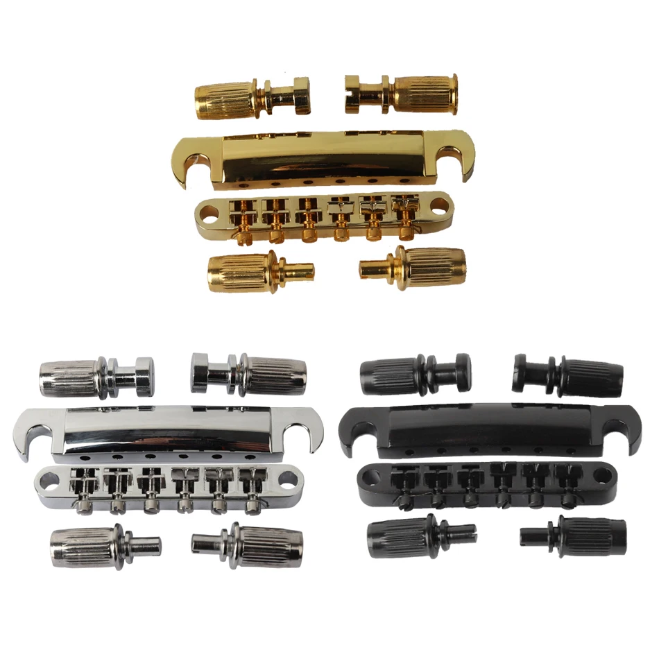 1 Set of 6 Strings Guitar Tune-O-matic Bridge and Tailpiece with Posts for LP Electric Guitar