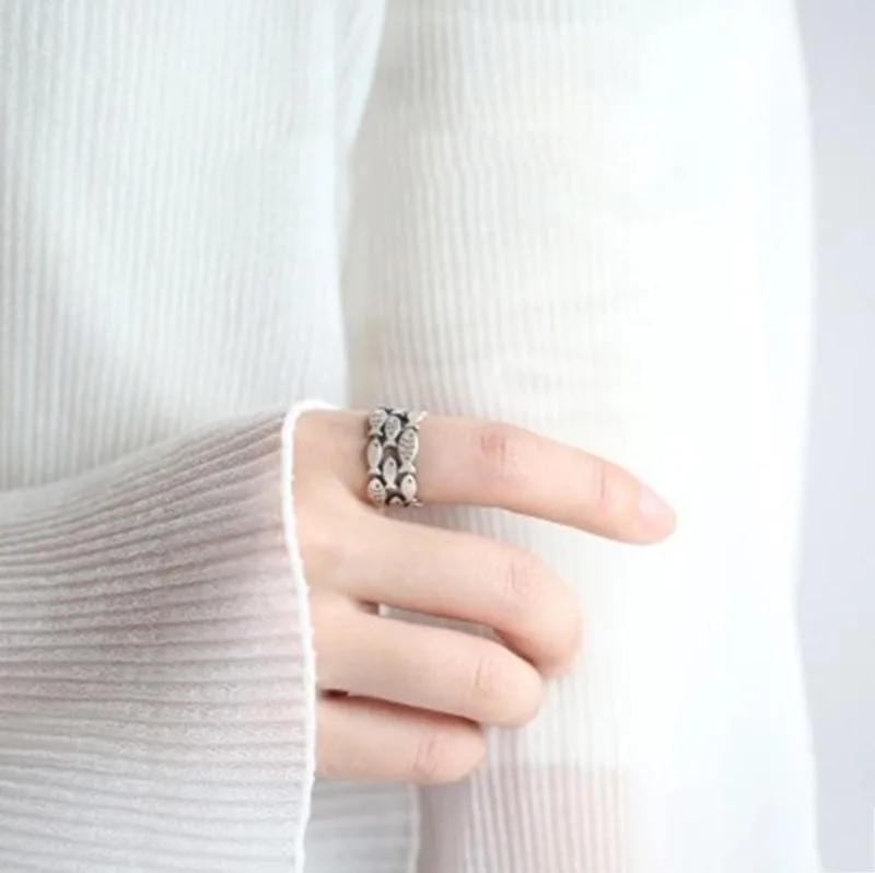 XIYANIKE Silver Color Handmade Engagement Rings for Women Wedding Couple Creative Design Cute Fishs Jewelry Adjustable