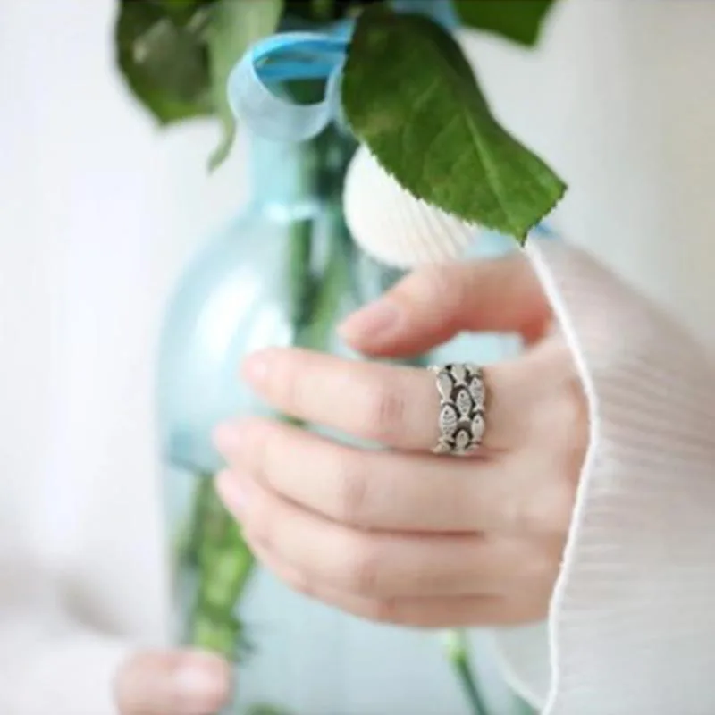 XIYANIKE Silver Color Handmade Engagement Rings for Women Wedding Couple Creative Design Cute Fishs Jewelry Adjustable