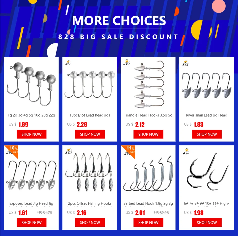 10pcs/lot NED Head Jigs Hook 1g-20g All Size Round Ball Jig Head Hook Weedless Long Shank Secondary Hooks For Soft Worm Fishing