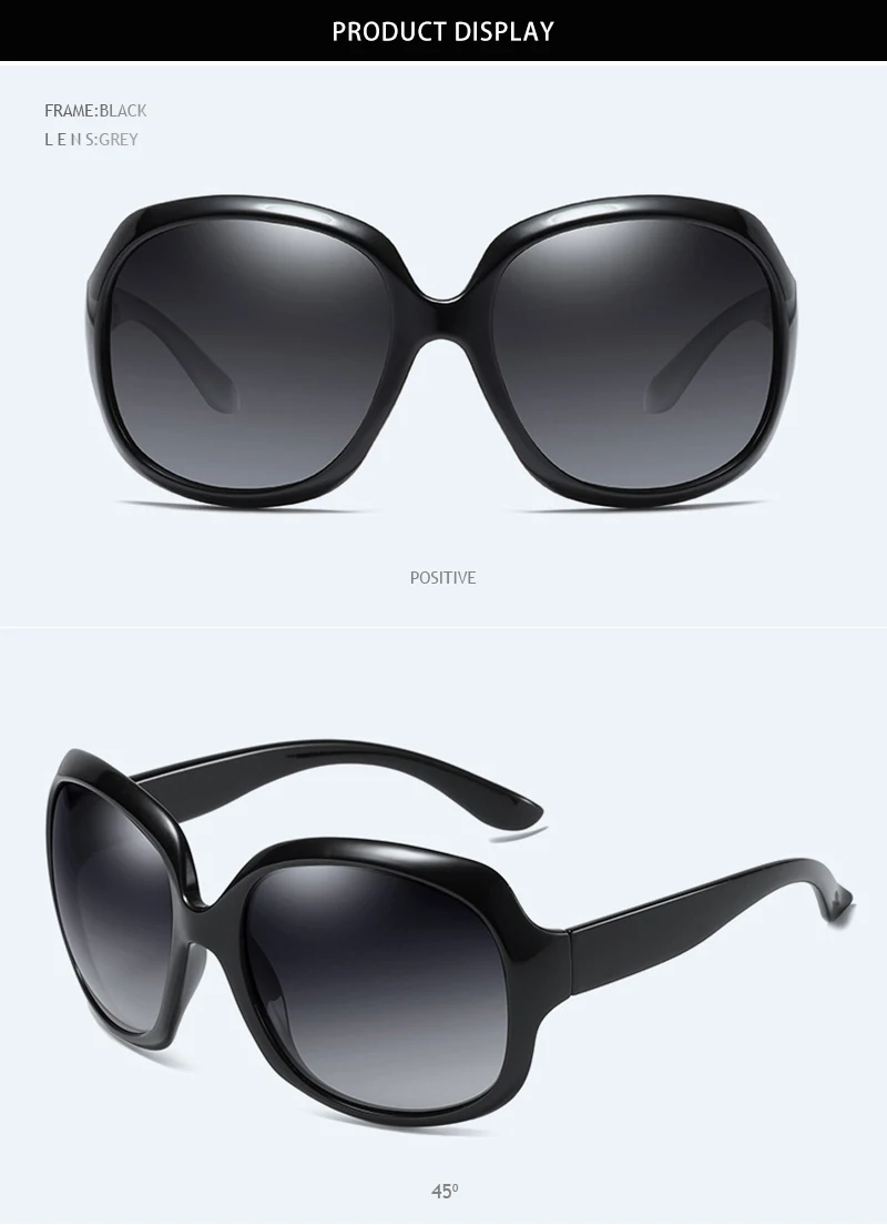 Brand Design Elegant Oversized Polarized Sunglasses Women Fashion Big Round Sun Glasses Ladies Vintage Outdoor Anti Glare Shades