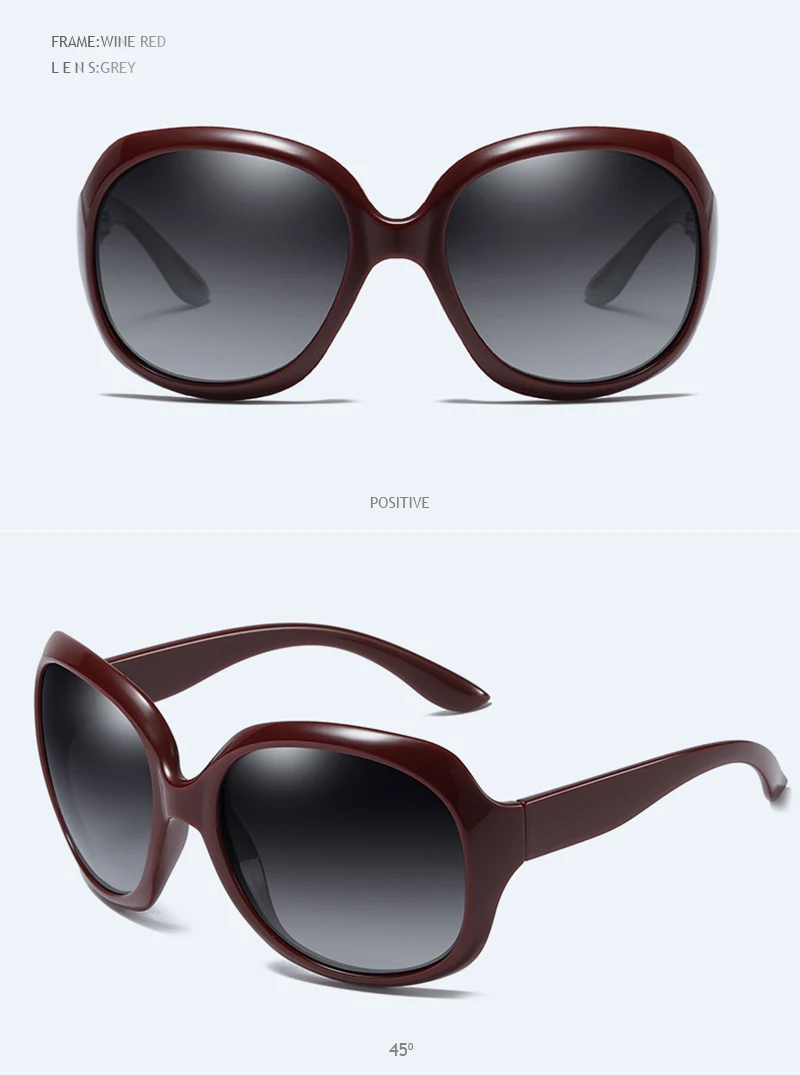 Brand Design Elegant Oversized Polarized Sunglasses Women Fashion Big Round Sun Glasses Ladies Vintage Outdoor Anti Glare Shades