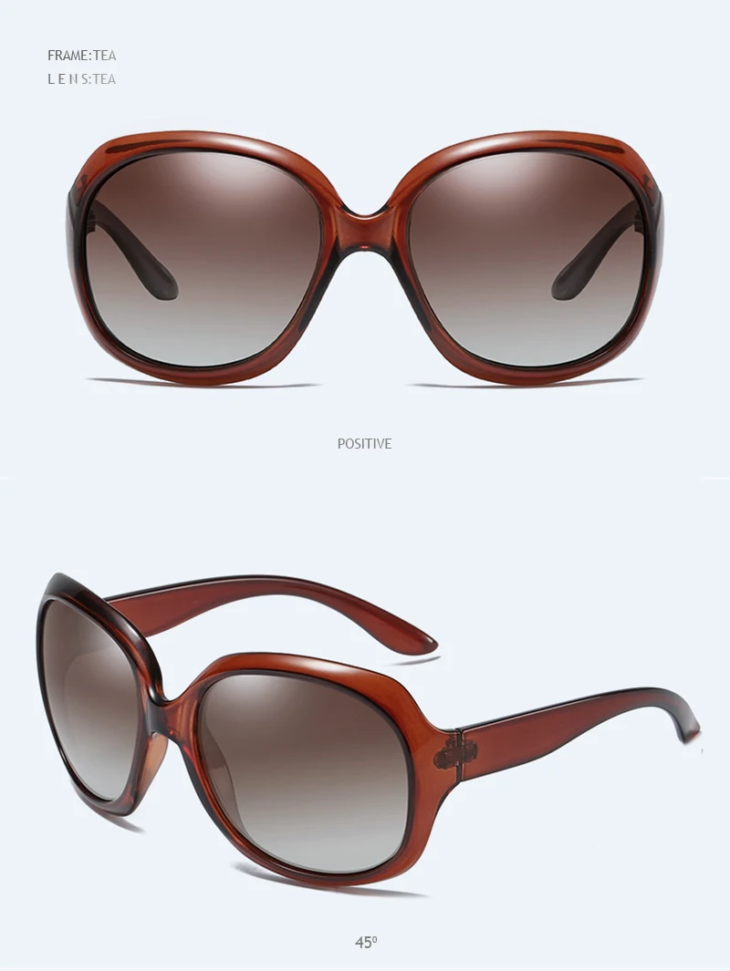 Brand Design Elegant Oversized Polarized Sunglasses Women Fashion Big Round Sun Glasses Ladies Vintage Outdoor Anti Glare Shades