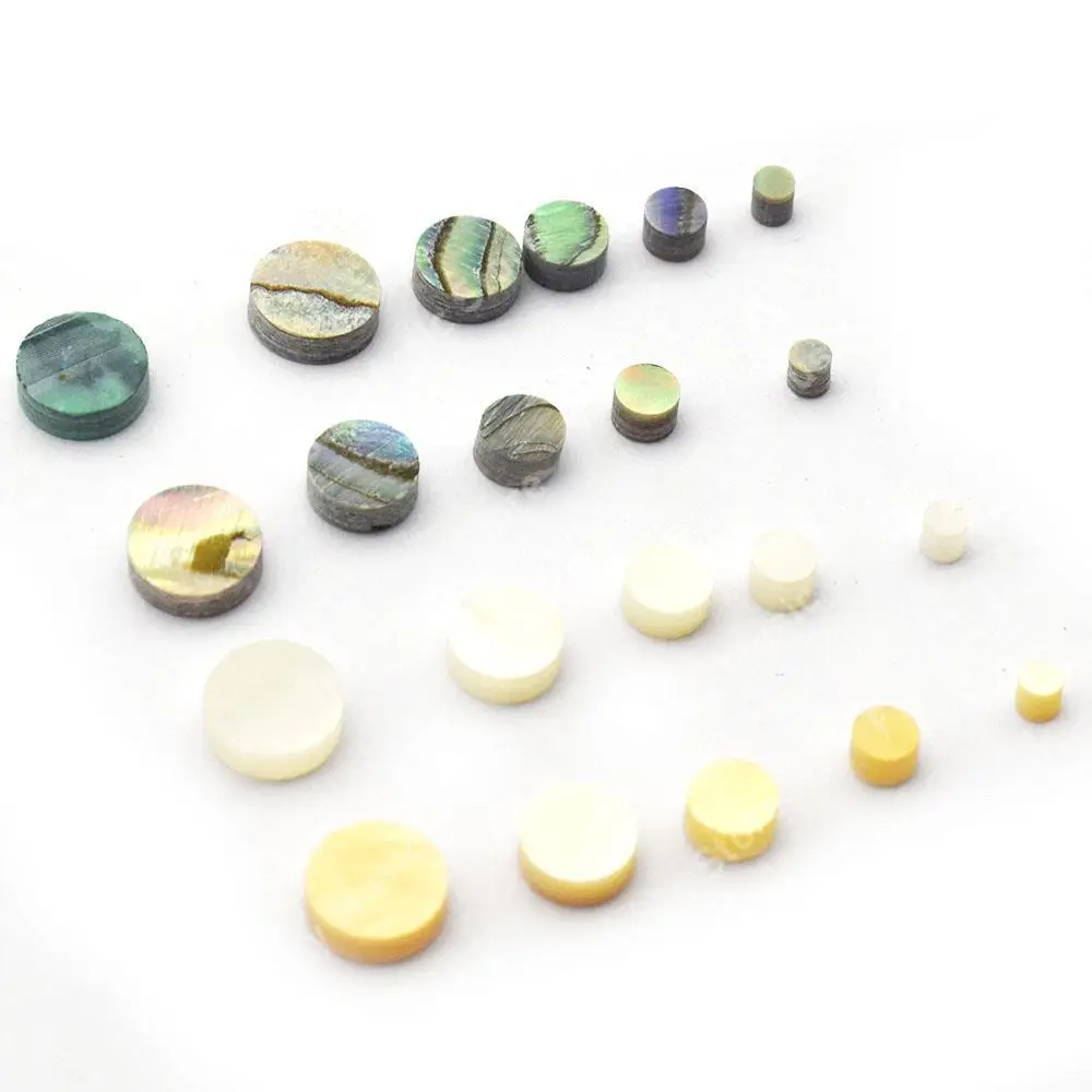 20pcs 2/3/4/6*2mm Colourful Abalone Inlay Dots Abalone White Pearl Shell Dots for Ukulele Acoustic Guitar Fretboard Fingerboard