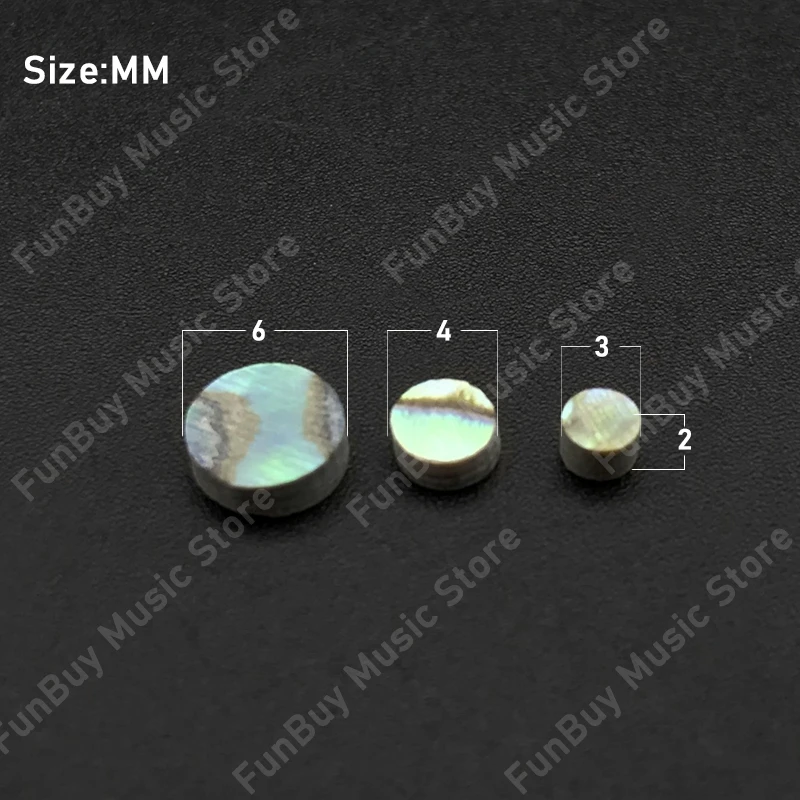 20pcs 2/3/4/6*2mm Colourful Abalone Inlay Dots Abalone White Pearl Shell Dots for Ukulele Acoustic Guitar Fretboard Fingerboard