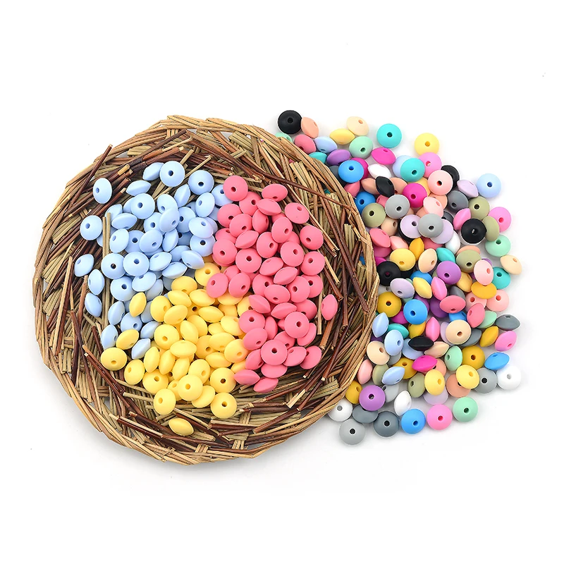 LOFCA 100pcs/lot Silicone Lentil 12mm Silicone Beads Spacer Jewelry Making Bulk DIY Necklace Bracelets Accessories For jewelry