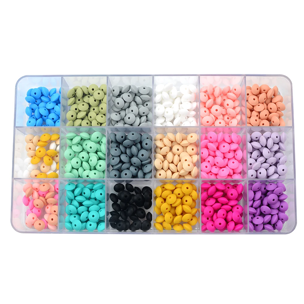 LOFCA 100pcs/lot Silicone Lentil 12mm Silicone Beads Spacer Jewelry Making Bulk DIY Necklace Bracelets Accessories For jewelry