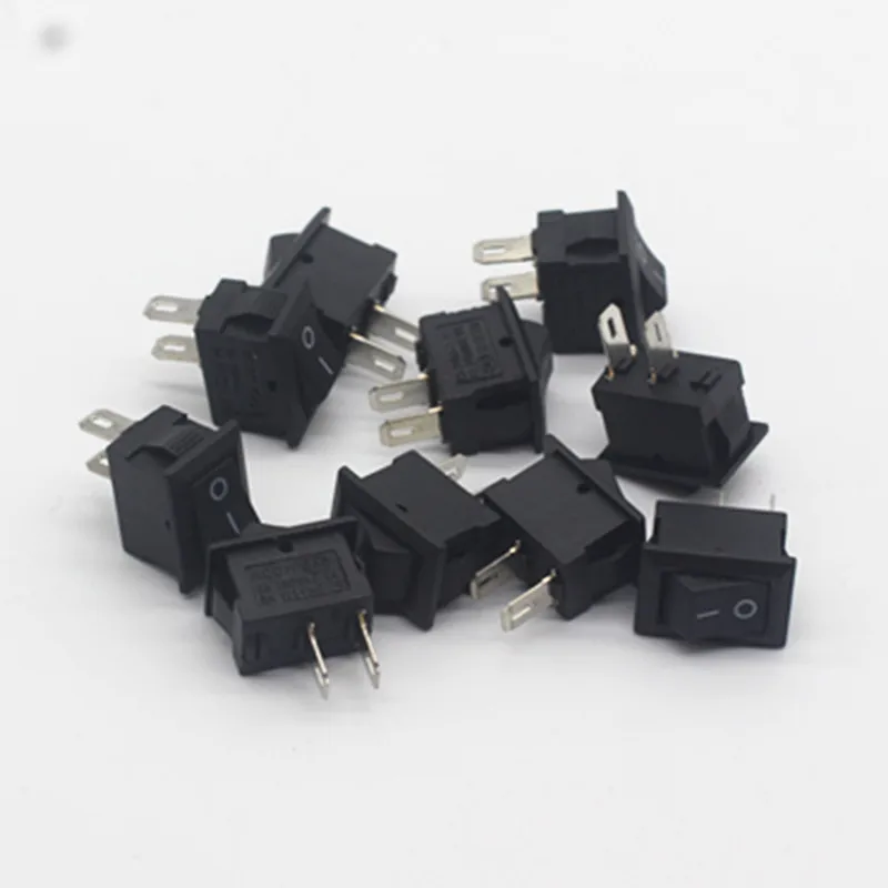10pcs KCD11-101 3A/250V Small Black 10*15mm SPST 2PIN ON/OFF G130 Boat Rocker Switch Car Dash Dashboard Truck RV ATV Home