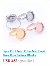 10pcs Rose Gold Black Stainless Steel Post Stud Earring Base Settings 6mm 8mm 10mm Dia Blank Cabochon Bezel Findings