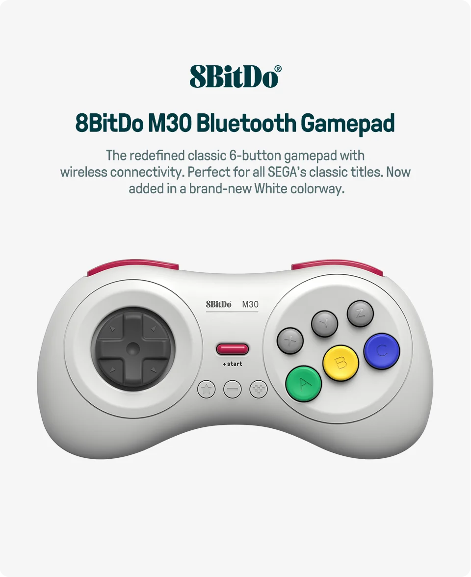 8Bitdo M30 Bluetooth Gamepad for Nintendo Switch PC macOS and Android with Sega Genesis Mega Drive Style