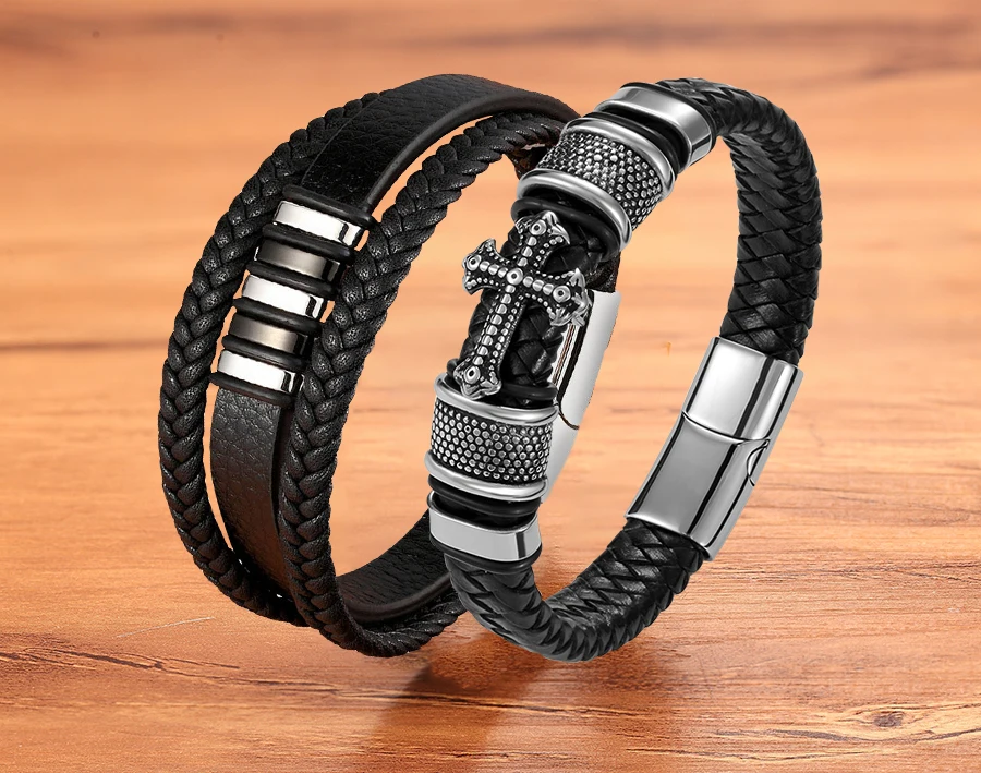 TYO Stainless Steel Men Women Spain Germany France Italy Argentina National Flag PU Leather Bracelets Handmade Jewelry