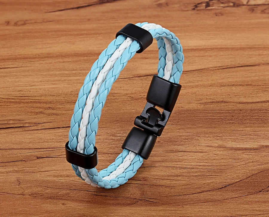 TYO Stainless Steel Men Women Spain Germany France Italy Argentina National Flag PU Leather Bracelets Handmade Jewelry