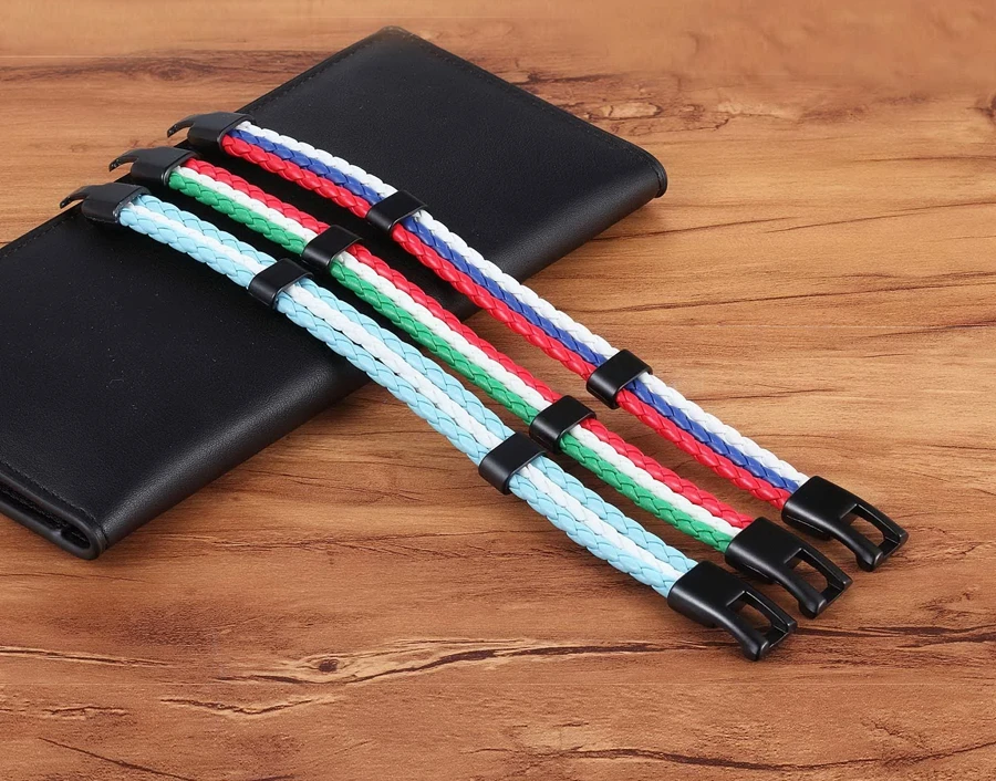 TYO Stainless Steel Men Women Spain Germany France Italy Argentina National Flag PU Leather Bracelets Handmade Jewelry