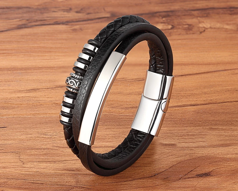 TYO Stainless Steel Men Women Spain Germany France Italy Argentina National Flag PU Leather Bracelets Handmade Jewelry