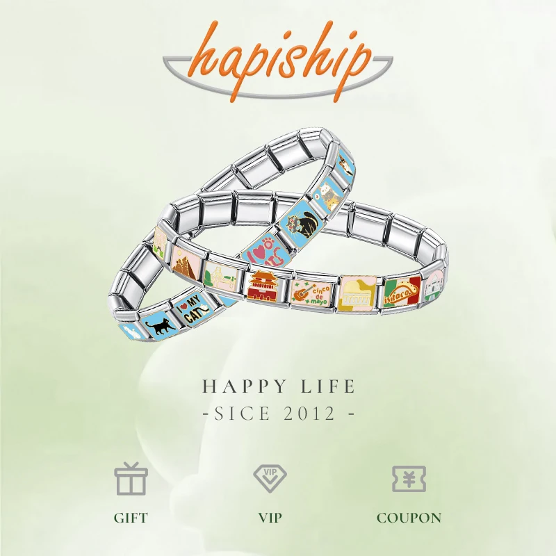 Hapiship New Fashion Women Jewelry 9mm Width Color Stainless Steel Bracelet Bangle Girls Wedding Gift G108