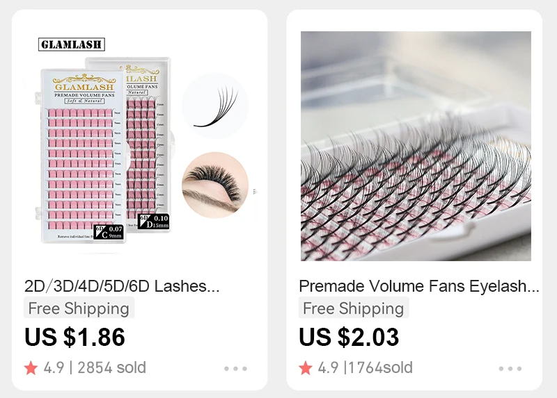GLAMLASH L/L+/LC/LD/LU/M Curl Mink Eyelashes Extension 16rows/tray Mix Matt Black Individual N/L Curl Makeup False Lashes