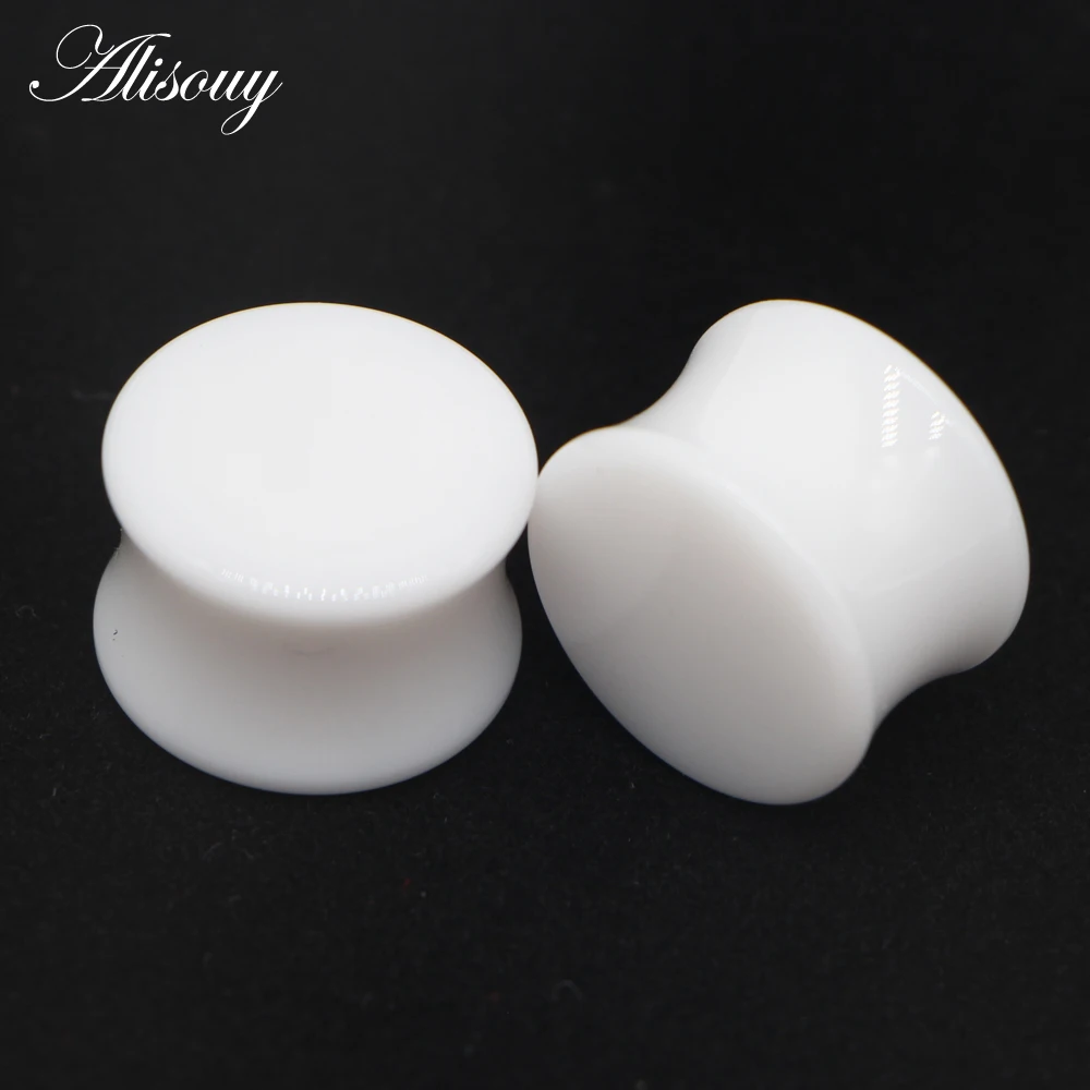 2pcs White Black Transparent Acrylic Ear Tunnel Plug Ear Gauges Piercing Double Curved Saddle Expander Stretcher Body Jewelry