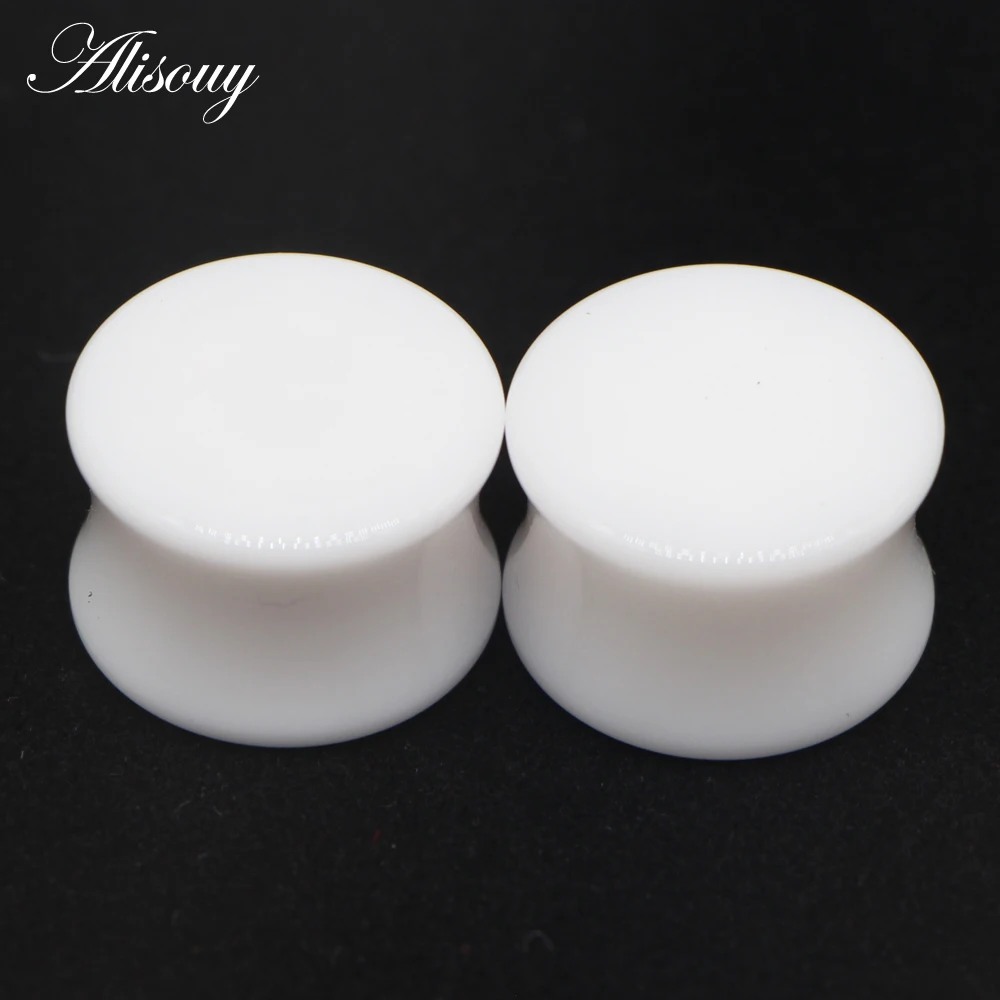 2pcs White Black Transparent Acrylic Ear Tunnel Plug Ear Gauges Piercing Double Curved Saddle Expander Stretcher Body Jewelry