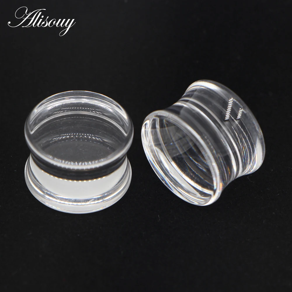 2pcs White Black Transparent Acrylic Ear Tunnel Plug Ear Gauges Piercing Double Curved Saddle Expander Stretcher Body Jewelry