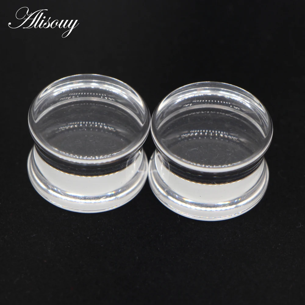 2pcs White Black Transparent Acrylic Ear Tunnel Plug Ear Gauges Piercing Double Curved Saddle Expander Stretcher Body Jewelry
