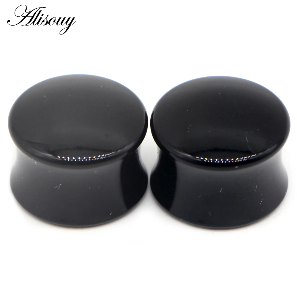 2pcs White Black Transparent Acrylic Ear Tunnel Plug Ear Gauges Piercing Double Curved Saddle Expander Stretcher Body Jewelry