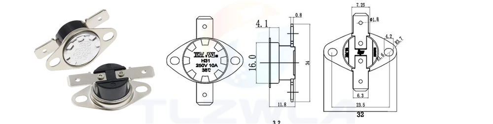 1PCS Normally Open KSD301 10A 250V 0-160 degree Normally Closed Bakelite KSD-301 Temperature Switch Thermostat Sensor 50 60 65