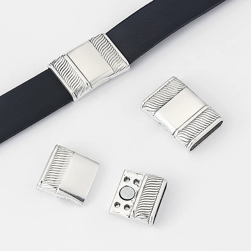 3Sets Alloy Flat Strong Magnetic Clasp Connectors Fitting 15/20/25/30mm Flat Leather Cord For DIY Bracelets Jewelry Making