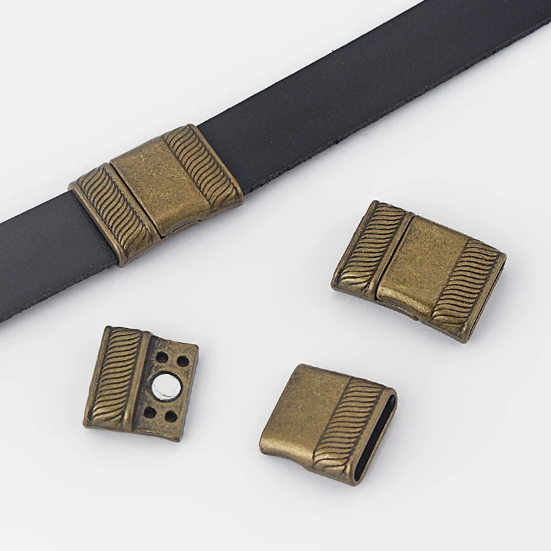 3Sets Alloy Flat Strong Magnetic Clasp Connectors Fitting 15/20/25/30mm Flat Leather Cord For DIY Bracelets Jewelry Making