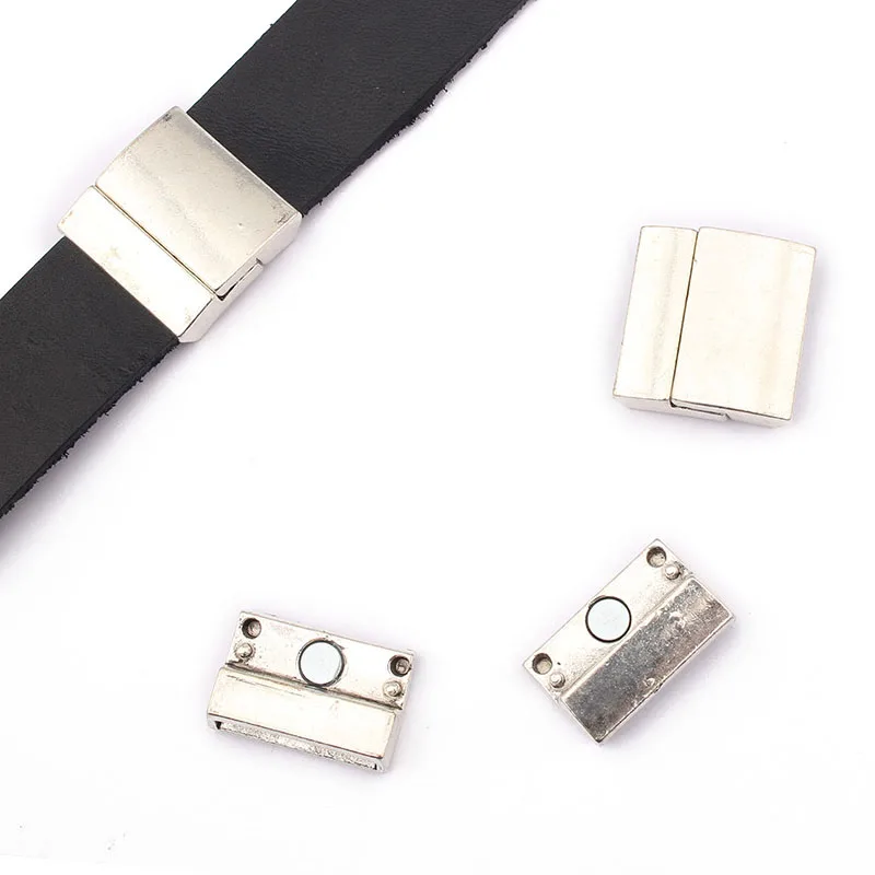 3Sets Alloy Flat Strong Magnetic Clasp Connectors Fitting 15/20/25/30mm Flat Leather Cord For DIY Bracelets Jewelry Making