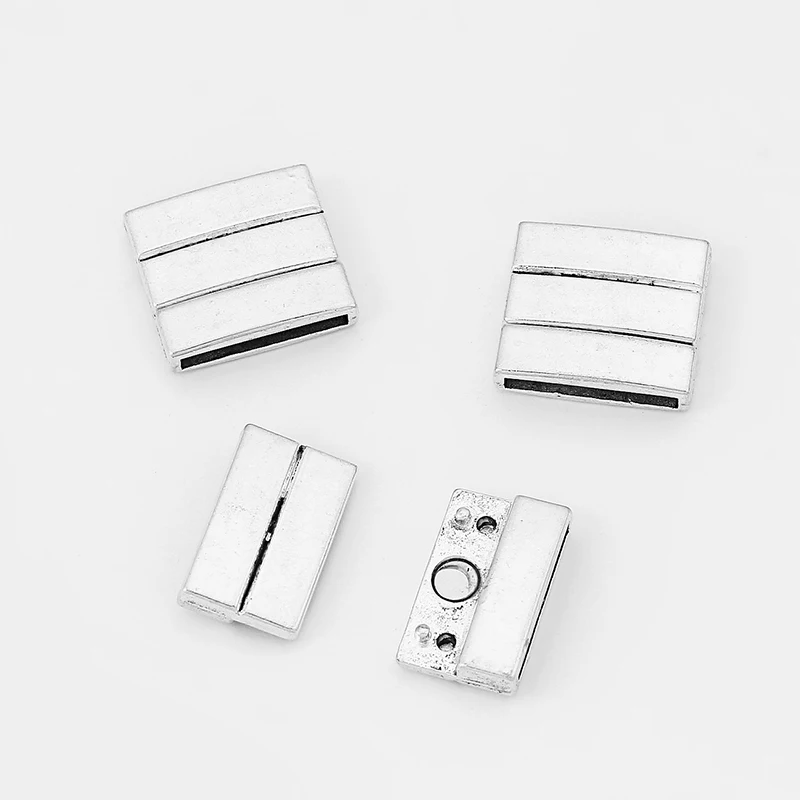 3Sets Alloy Flat Strong Magnetic Clasp Connectors Fitting 15/20/25/30mm Flat Leather Cord For DIY Bracelets Jewelry Making