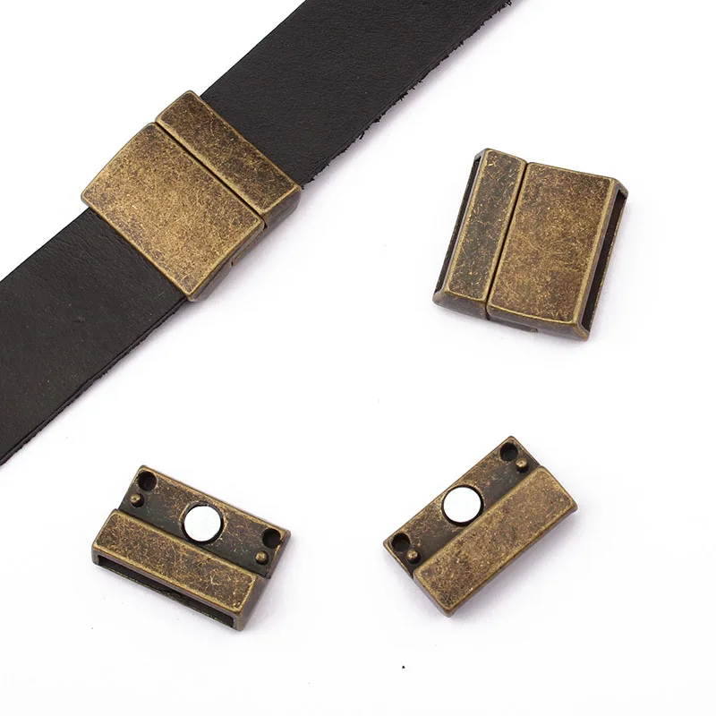 3Sets Alloy Flat Strong Magnetic Clasp Connectors Fitting 15/20/25/30mm Flat Leather Cord For DIY Bracelets Jewelry Making